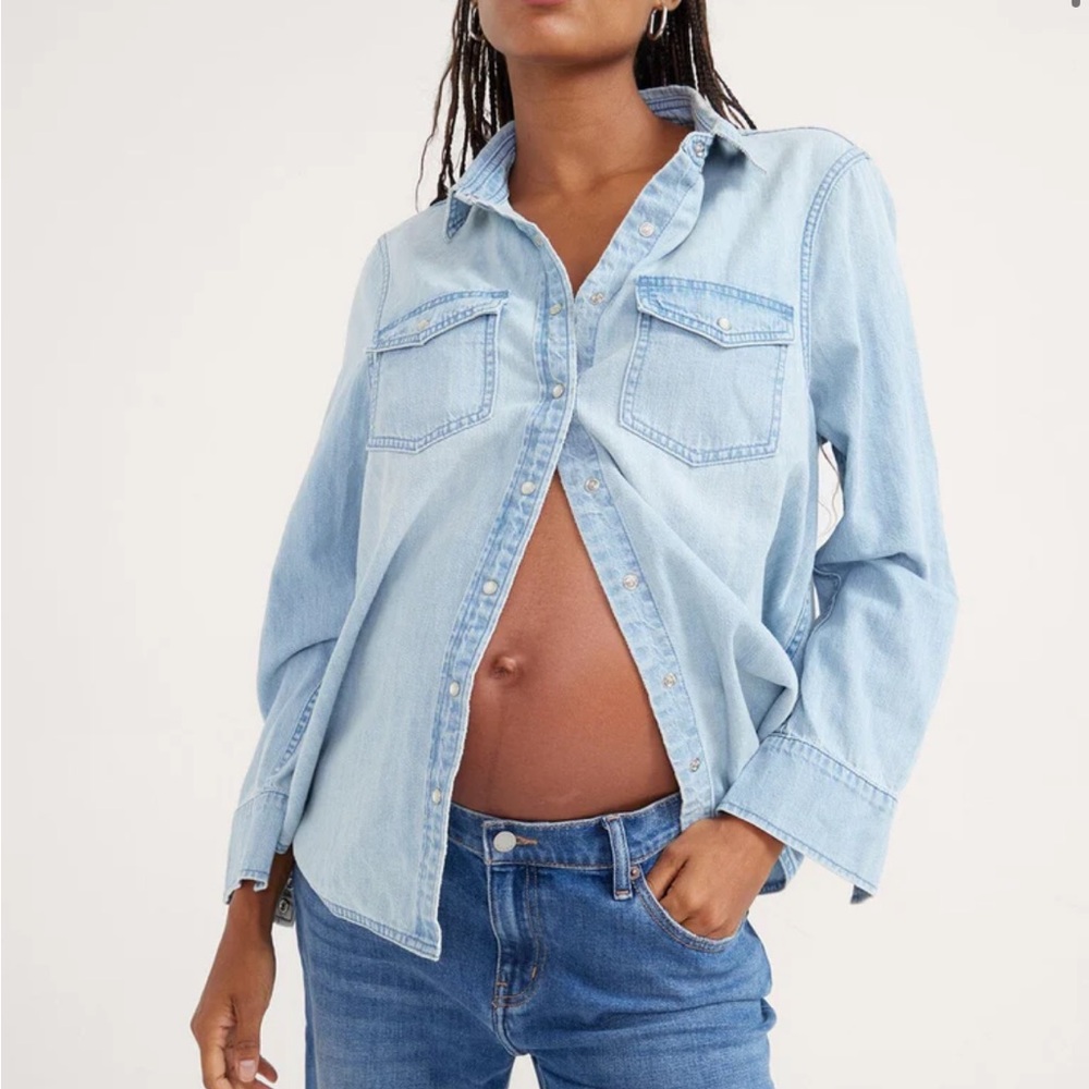 Hatch Pale Blue Denim Button-Down Shirt